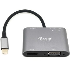 Equip Dock USB-C- HDMI,VGA/USB3.0,100WPD,AUX,4K60Hz 0.1