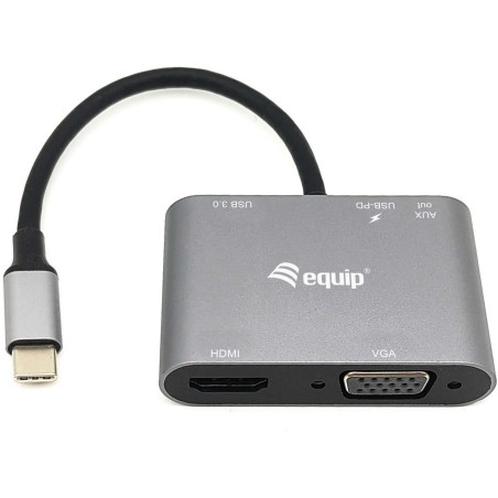 Equip Dock USB-C- HDMI,VGA/USB3.0,100WPD,AUX,4K60Hz 0.1