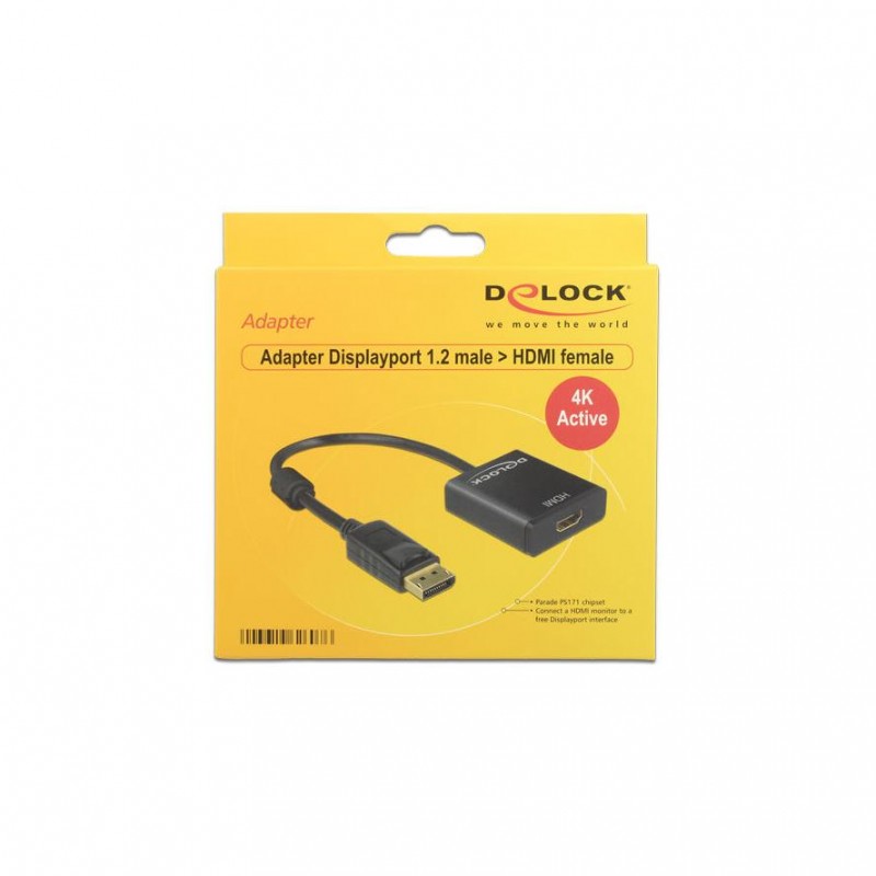 Displayport Adapter Delock DP -  HDMI St/Bu 4K Aktiv